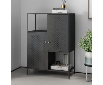Bewdley Black Metal Side Display Unit with 2 Doors