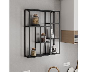 Bewdley Black Metal Wall Shelves 75x90cm