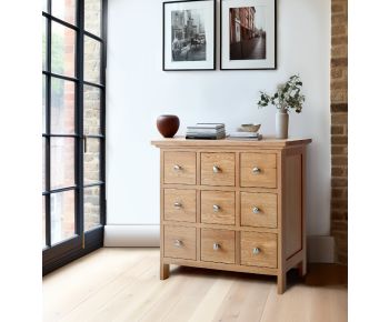 Camberley Oak DVD and CD Storage Unit 9 Drawers 