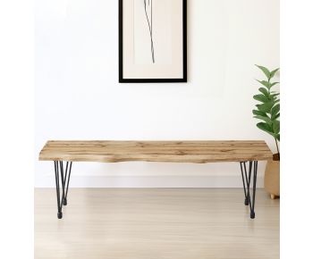 Cullompton Bench (150cm) with Live Edge Effect and Black Metal Legs