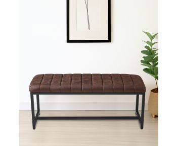Cullompton Bench (110cm) with Leather Effect Top and U Shaped Legs