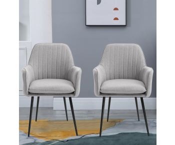 Light Grey Fabric Chair with Metal Legs (Pair)
