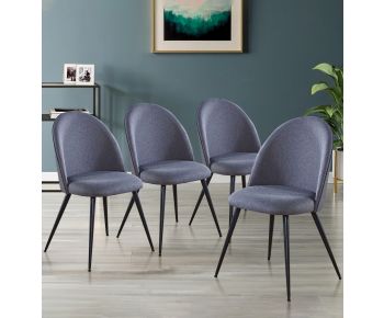 Cullompton Dark Grey Curved Back Dining Chairs with Black Metal Legs x4