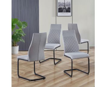 Cullompton Light Grey High Back Dining Chairs with Black Metal Base x4