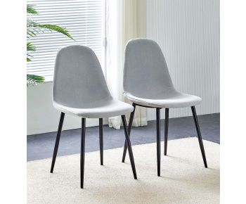 Cullompton Light Grey Fabric Dining Chair with Black Legs x 2