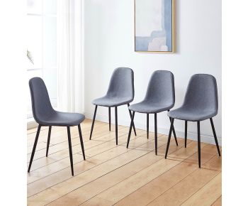 Cullompton Dark Grey Fabric Dining Chair with Black Legs x 4