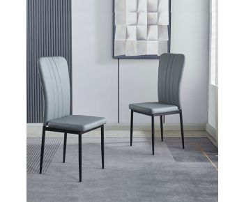 Cullompton Dining Chair with Light Grey Faux Leather and Black Legs x 2
