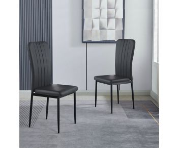 Cullompton Dining Chair with Black Faux Leather Back and Seat x2