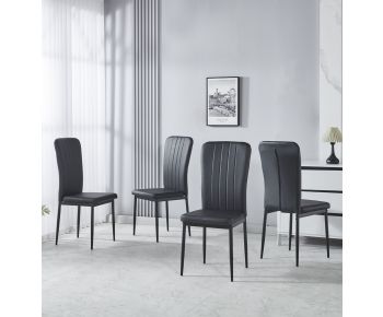 Cullompton Dining Chair with Black Faux Leather Back and Seat x4