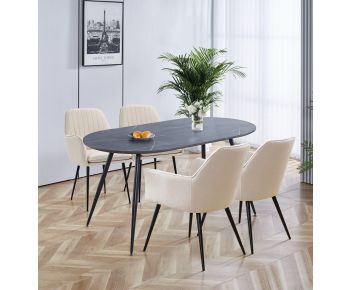 Cullompton Large 160cm Oval Table with 4 Beige Arm Chairs