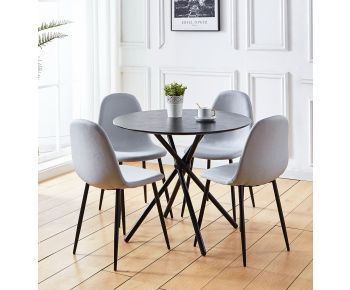 Cullompton Small Round Black Dining Table (0.9m) with 4 Chairs (CHA502-SGY)
