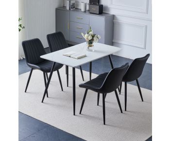 Cullompton Rectangular Dining Table (1.2m) with 4 Black Bonded Leather Chairs