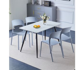 Cullompton Rectangular Dining Table (1.2m) with 4 Grey Stackable Plastic Chairs