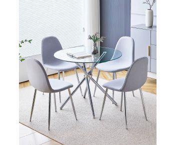 Cullompton Small Round Glass Dining Table (0.9m) with 4 Chairs (CHA501-SGY)