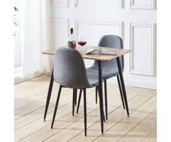 Cullompton Small Rectangular Dining Table with Light Oak Effect Top (80x60cm) with 2 Chairs