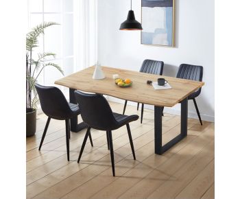 Cullompton Large Dining Table (1.6m) with 4 Black Bonded Leather Chairs