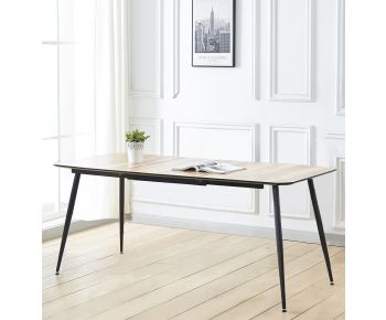 Cullompton Extending Dining Table (120-180cm) with Light Oak Effect Top and Black Legs