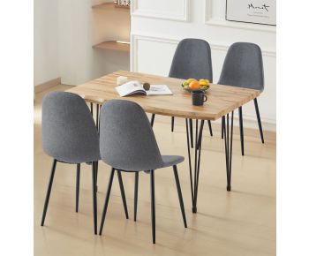 Cullompton Large Dining Table (1.2m) with 4 Dark Grey Fabric Chairs