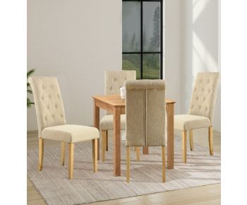 Hereford Oak Small Dining Table with 4 Fabric Chairs