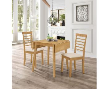 Ledbury Drop Leaf Rectangular Table with 2 Chairs in Light Oak Finish