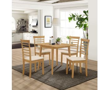 Ledbury Drop Leaf Rectangular Table with 4 Chairs in Light Oak Finish