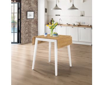 Ledbury Drop Leaf Rectangular Table in White Painted and Oak Finish
