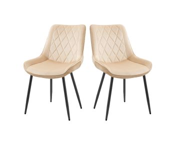 Pair of Fabric Dining Chair - Light Brown