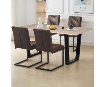 Dudley 1.5m Dining Table Set with 4 Deluxe Leather Effect Chairs