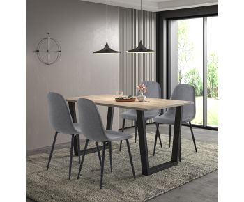 Dudley 1.5m Dining Table Set with 4 Dark Grey Fabric Chairs
