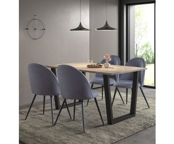 Dudley 1.5m Dining Table Set with 4 Grey Fabric Curved Back chairs