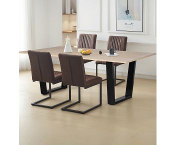Dudley 1.8m Dining Table Set with 4 Deluxe Leather Effect Chairs