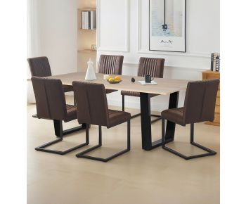Dudley 1.8m Dining Table Set with 6 Deluxe Leather Effect Chairs