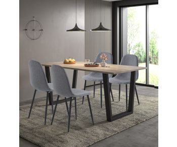Dudley 1.8m Dining Table Set with 4 Dark Grey Fabric Chairs