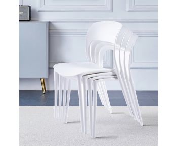 Stoker White Stackable Plastic Chairs (CHA201-WHI) x 4