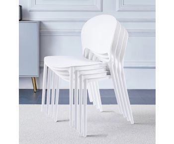 Stoker White Stackable Plastic Backrest Chairs x 4