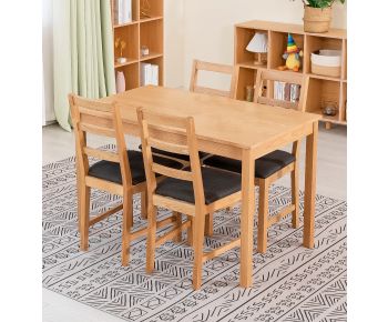 Waverly Oak Dining Table (TAB1200) Set with 4 Small Ladder Back Chairs (Charcoal Seat)