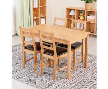 Waverly Oak Dining Table (TAB1200) Set with 4 Small Ladder Back Chairs (Brown Seat)