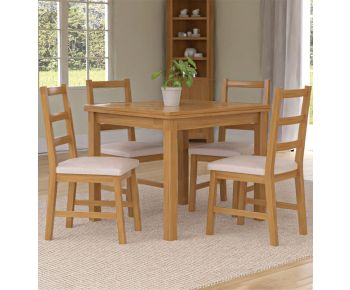Waverly Small Extending Table with 4 Ladder Back Oak Chairs with Beige Fabric Seat