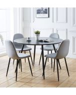 Cullompton Large Round Black Dining Table (1.2m) with 4 Chairs (CHA502-SGY)