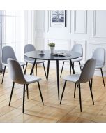 Cullompton Large Round Black Dining Table (1.2m) with 6 Chairs (CHA502-SGY)