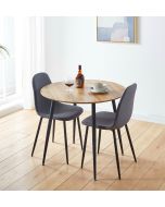 Cullompton Round Dining Table with Light Oak Effect Top (90cm) with 2 Chairs
