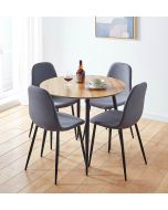 Cullompton Round Dining Table with Light Oak Effect Top (90cm) with 4 Chairs