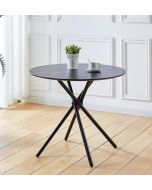 Cullompton Small Round Dining Table (0.9m) with Black Top and Black Metal Legs