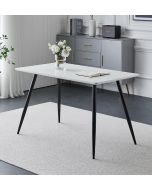 Cullompton Rectangular Dining Table (1.2m) with Marble Effect Top and Black Legs