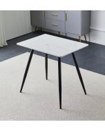 Cullompton Small Dining Table (0.8m) with Marble Effect Top and Black Legs