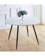 Cullompton Large Round Dining Table (1.2m) with White Marble Effect Top and Black Metal Legs