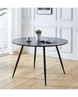 Cullompton Large Round Dining Table (1.2m) with Black Wooden Effect Top and Black Metal Legs