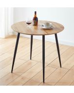 Cullompton Round Dining Table (TAB901, 90cm) with Light Oak Effect Top and Black Legs