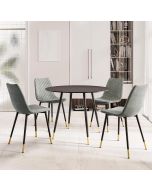 Finley Round Dining Table (TAB101) in Black Finish with 4 Chairs (CHA201-SGY)