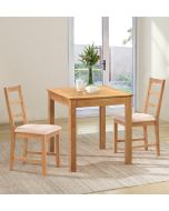 Hereford Small Dining Table with 2 Ladder Back Oak Chairs (Beige Seat)